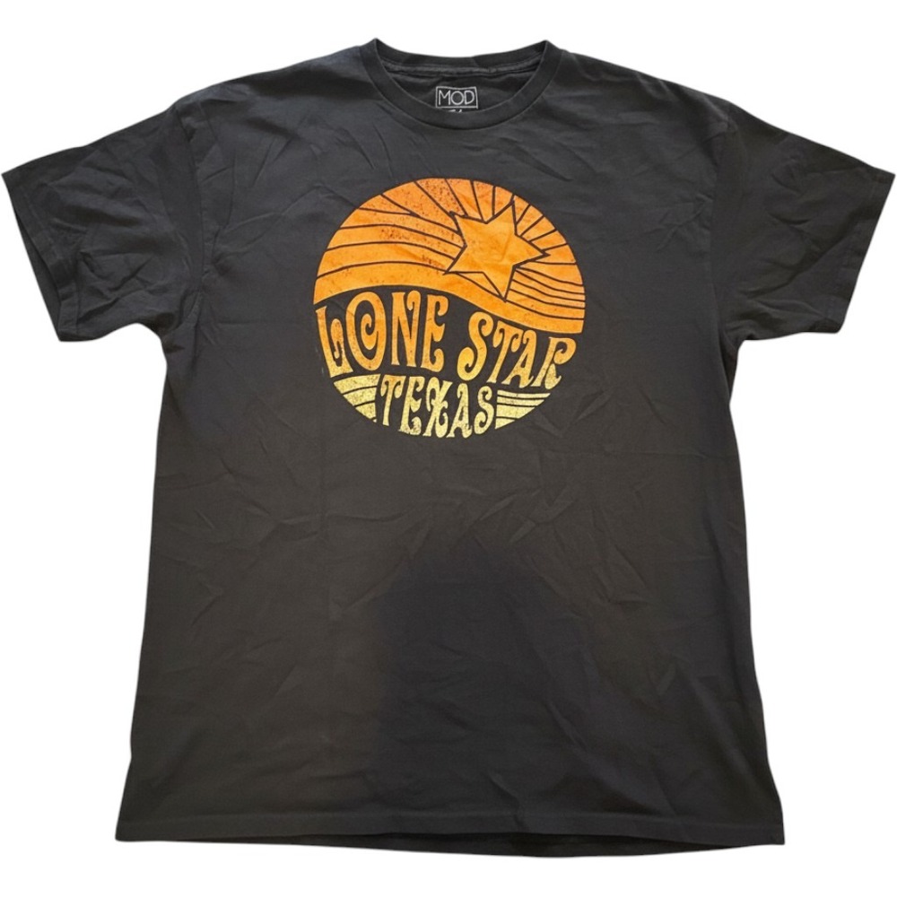 Modern Lux Lone Star Texas Graphic Tee Black Large DT8404
